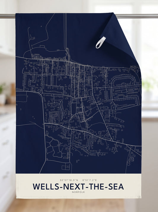 Wells-next-the-Sea — Map Tea Towel