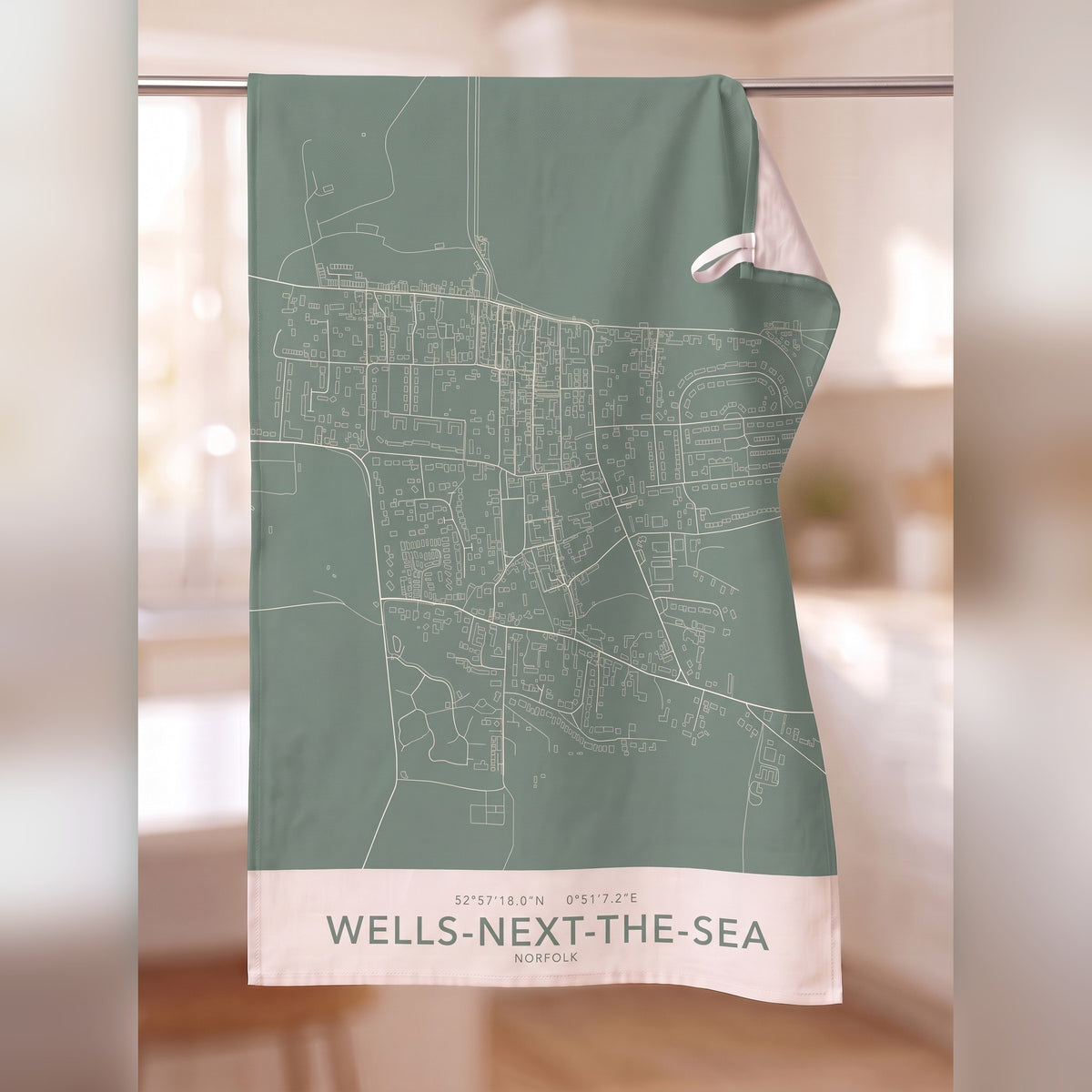 Your Town Merch — Wells-next-the-Sea Map Tea Towel lifestyle