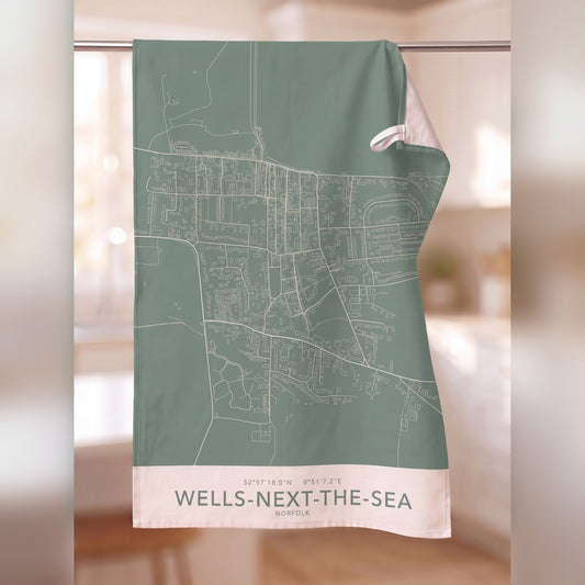 Your Town Merch — Wells-next-the-Sea Map Tea Towel lifestyle