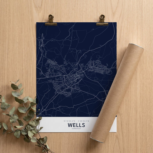 Wells — Map Print