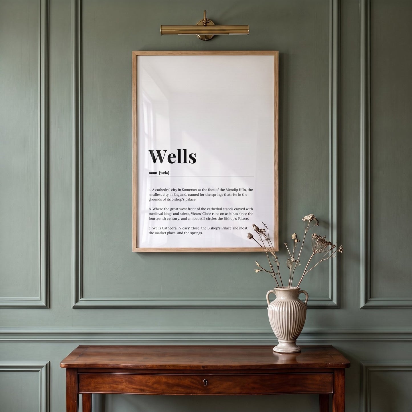 Wells — Framed Dictionary Print