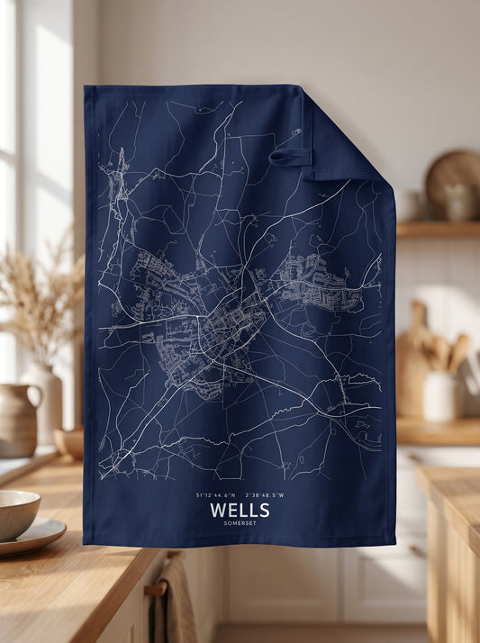 Wells — Map Tea Towel