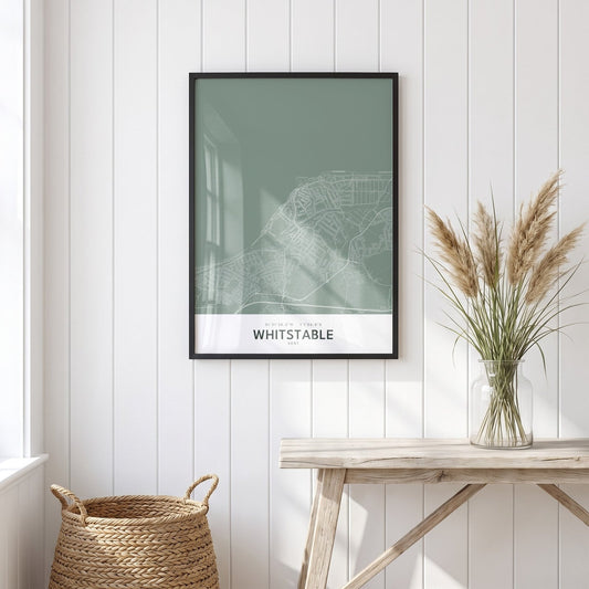 Whitstable — Framed Map Print (Sage)