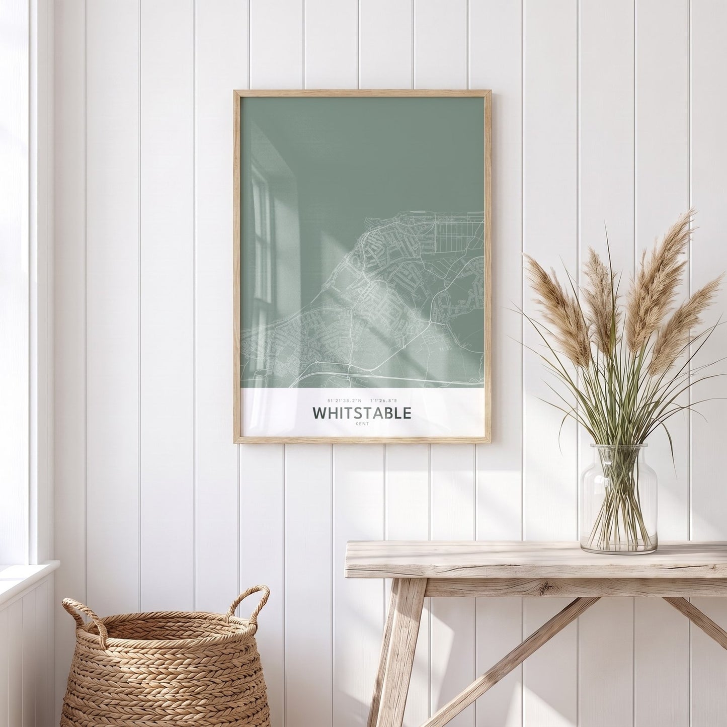 Whitstable — Framed Map Print (Sage)