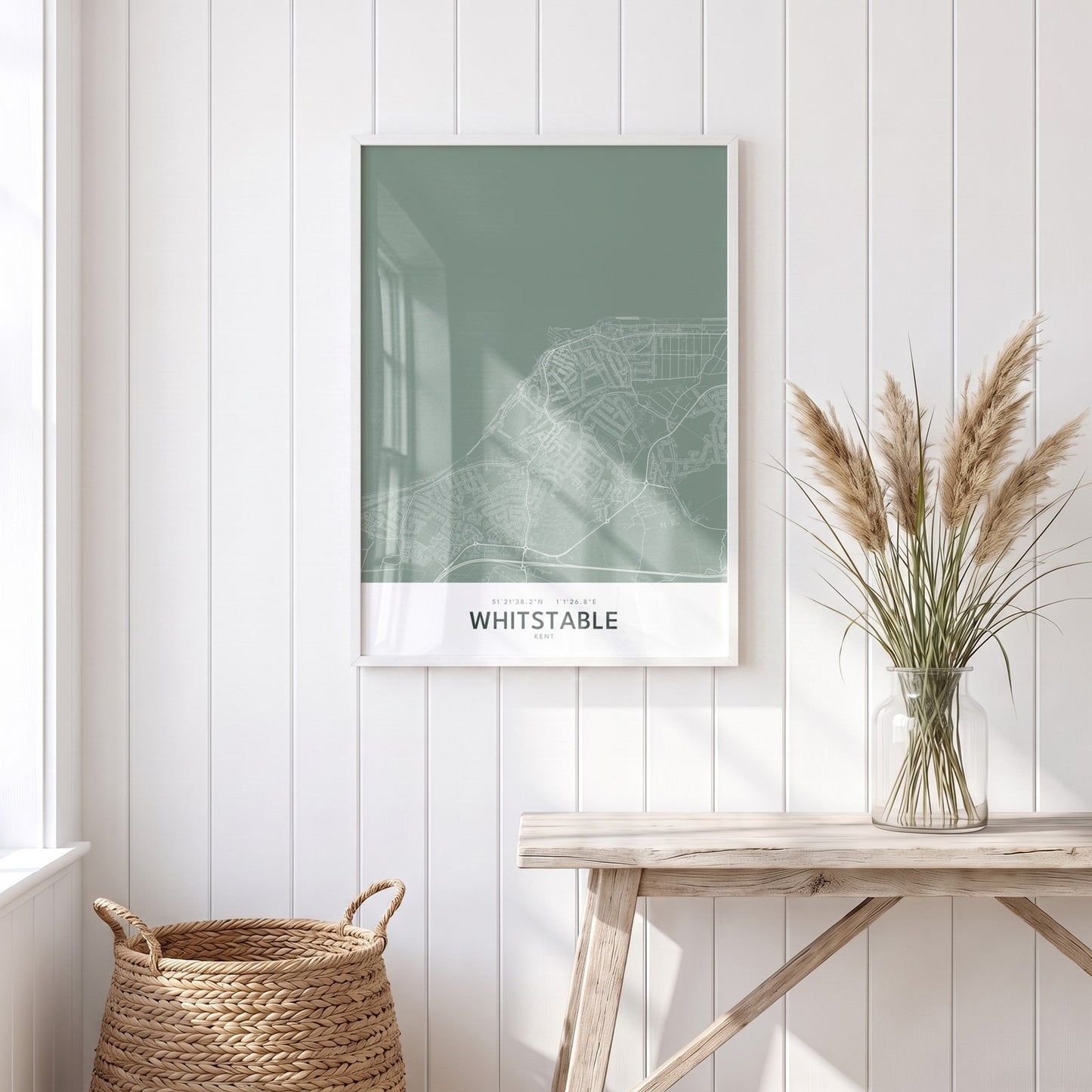 Whitstable — Framed Map Print (Sage)