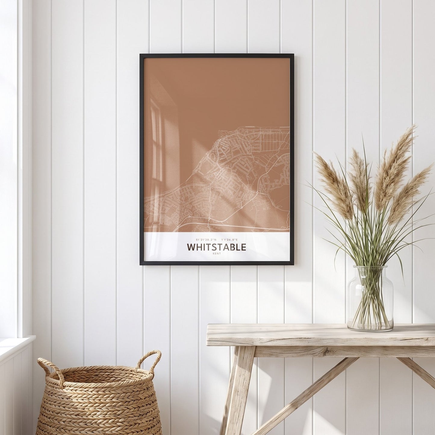 Whitstable — Framed Map Print (Terracotta)