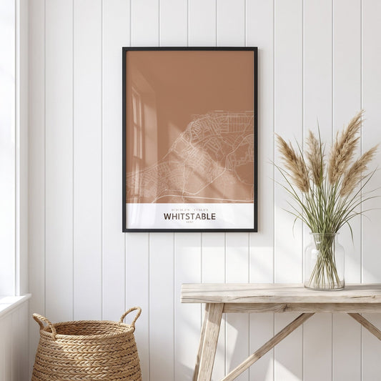 Whitstable — Framed Map Print (Terracotta)