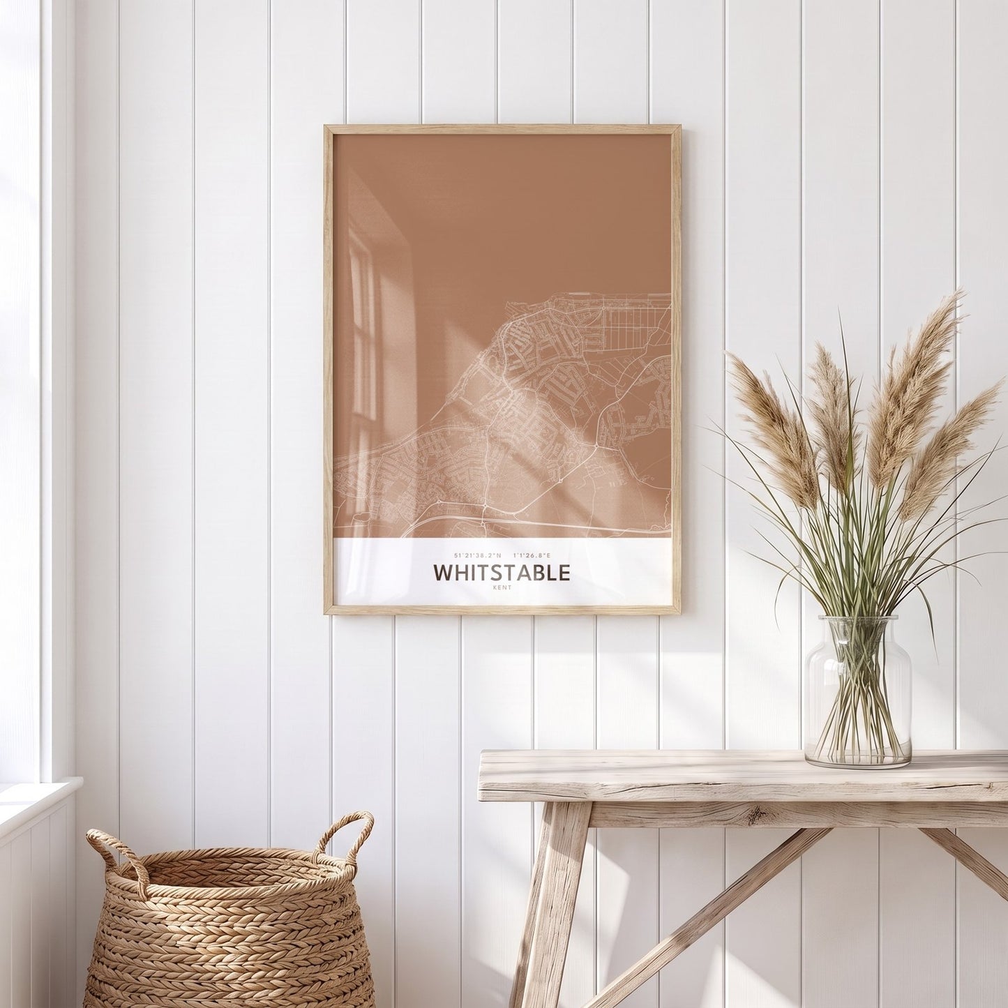 Whitstable — Framed Map Print (Terracotta)