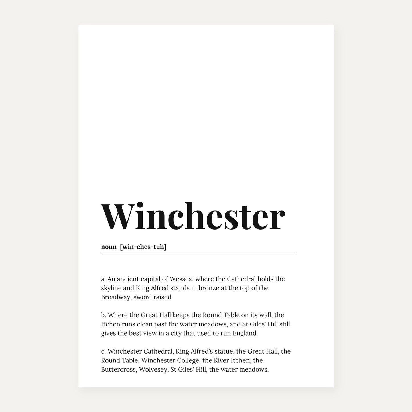 Winchester — Dictionary Print