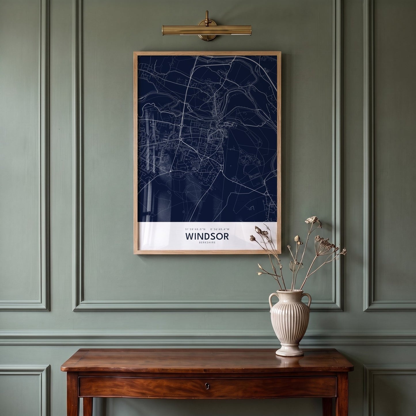 Windsor — Framed Map Print (Navy)