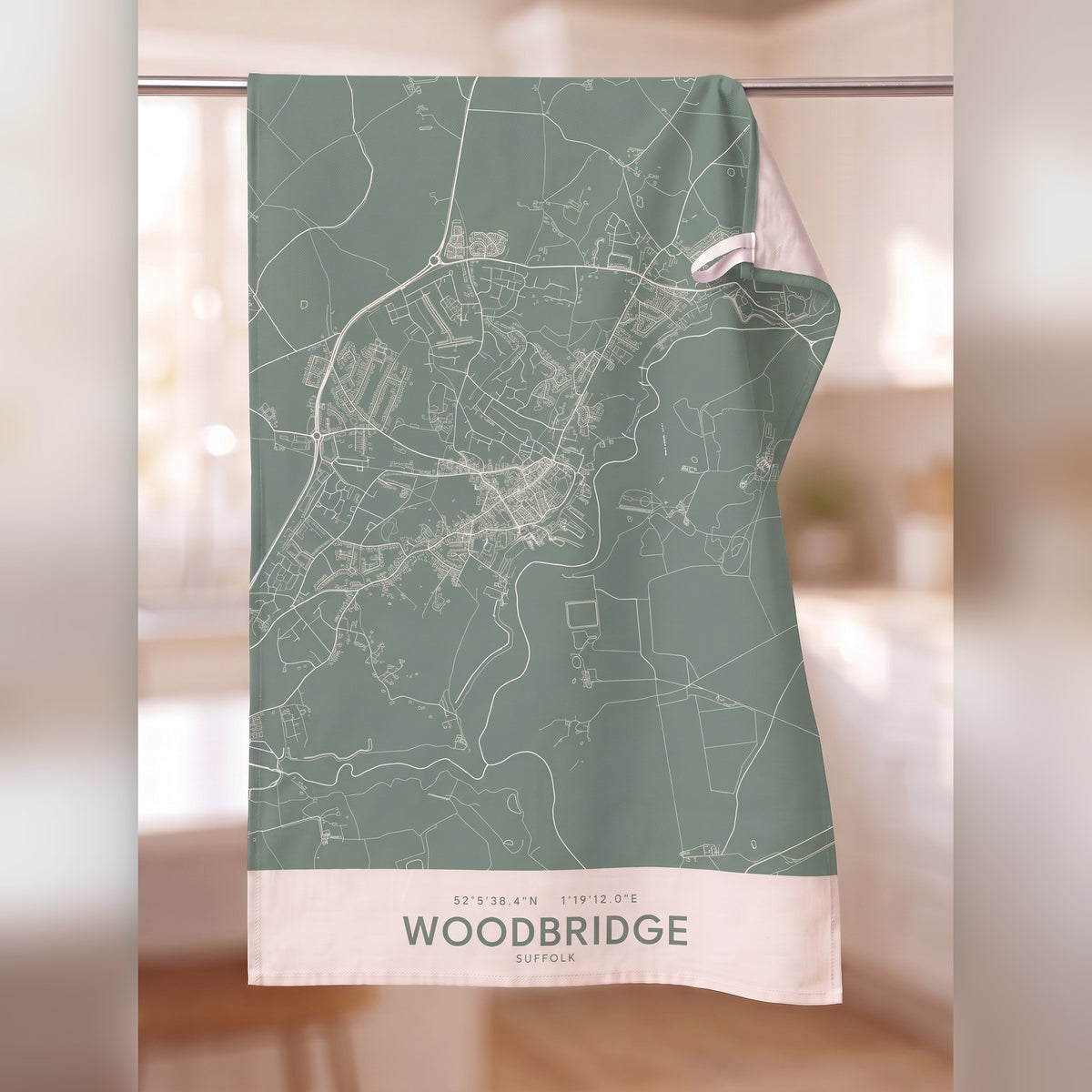 Your Town Merch — Woodbridge Map Tea Towel lifestyle