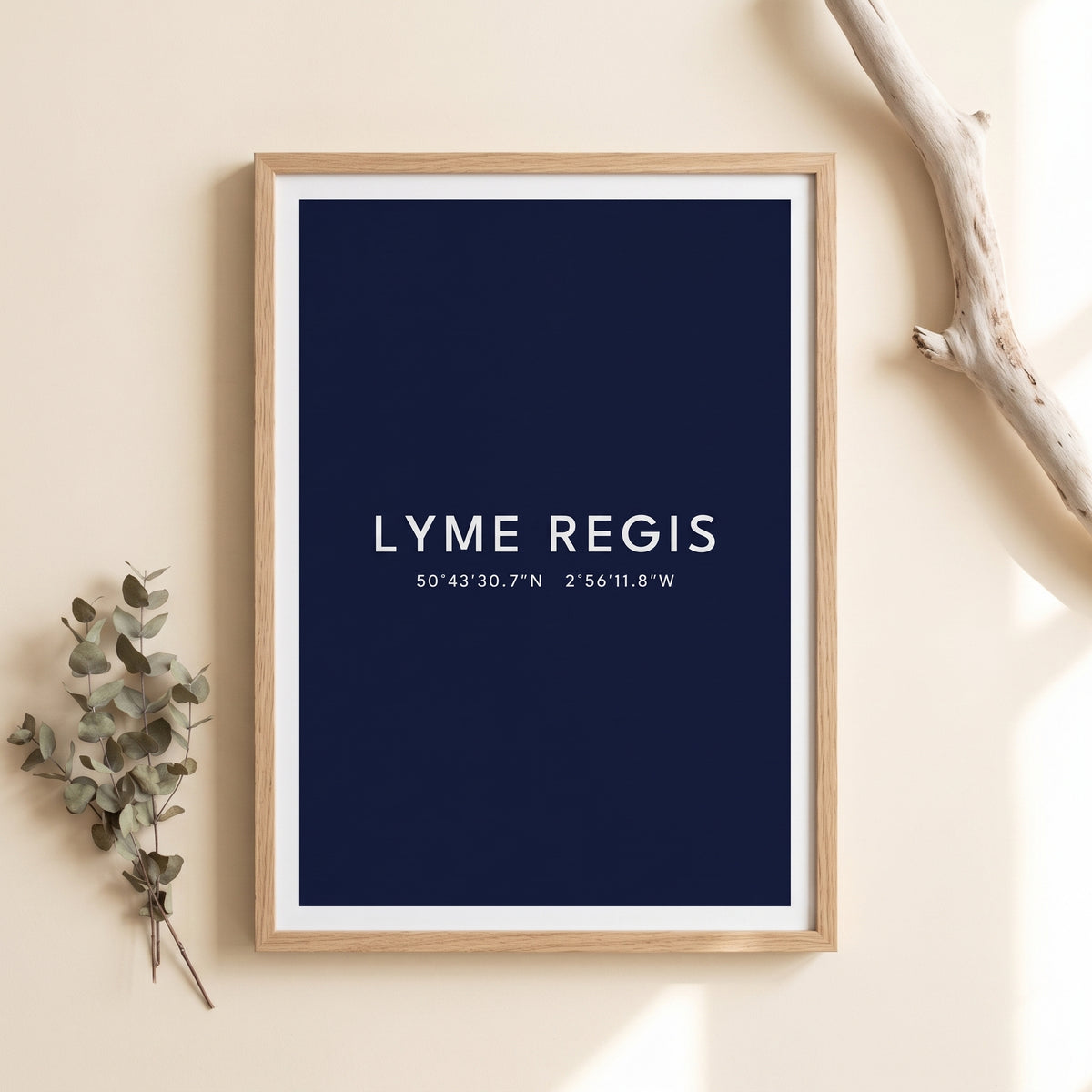 Your Town Merch — Lyme Regis Coordinates Print lifestyle