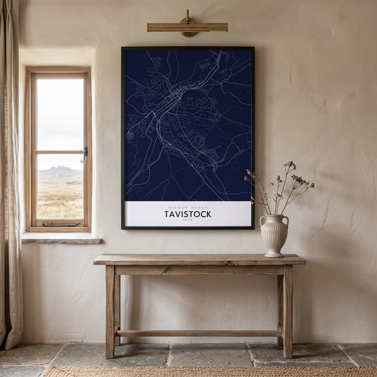 Your Town Merch — Tavistock Framed Map Print (Navy) lifestyle