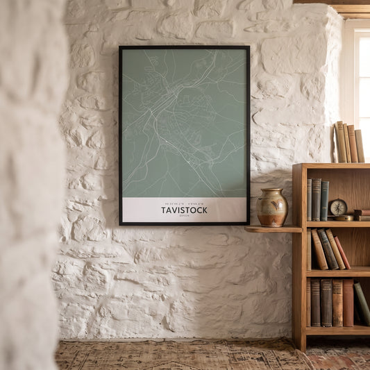 Your Town Merch — Tavistock Framed Map Print (Sage) lifestyle