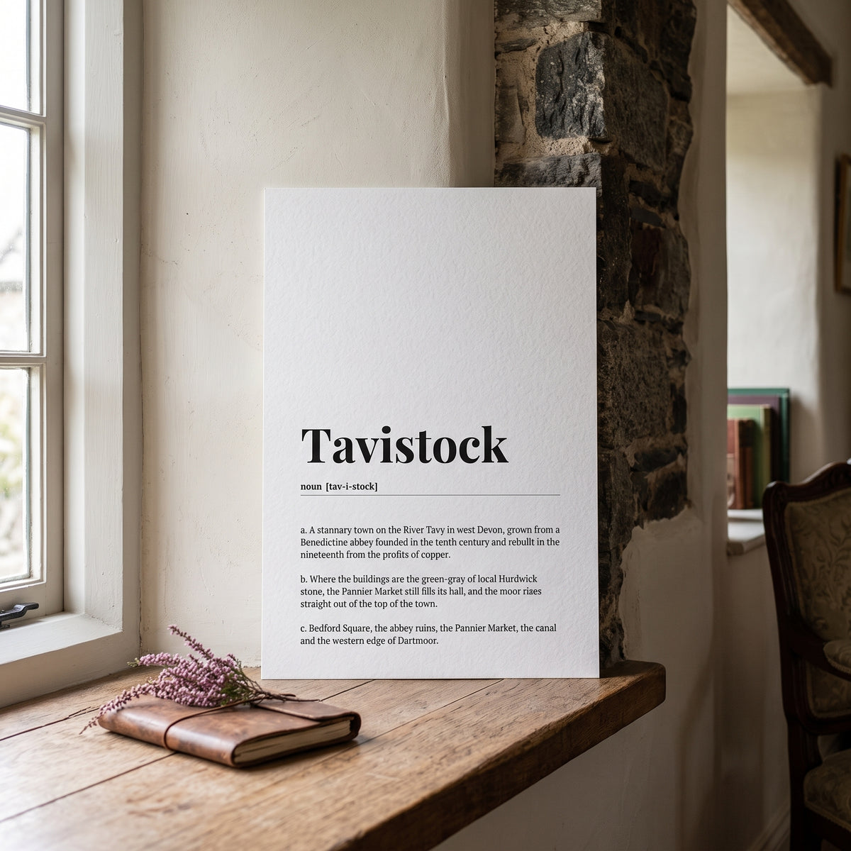 Your Town Merch — Tavistock Dictionary Print lifestyle