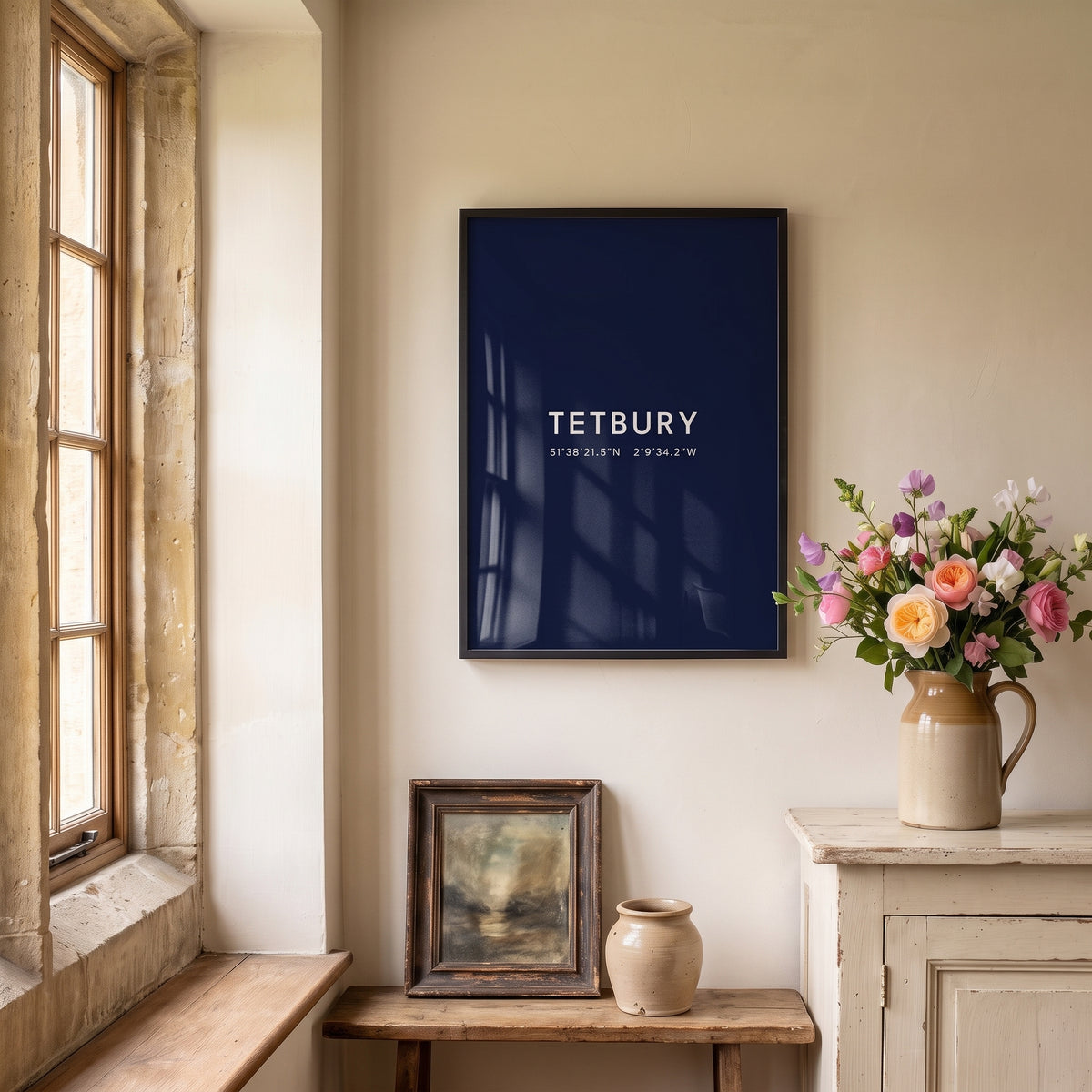Your Town Merch — Tetbury Framed Coordinates Print (Navy) lifestyle
